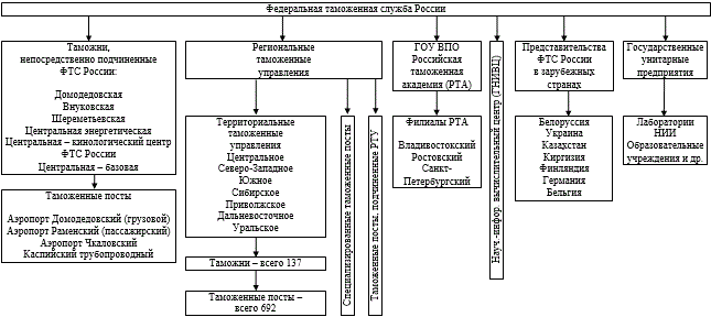 Структура таможенных органов РФ и организации ФТС